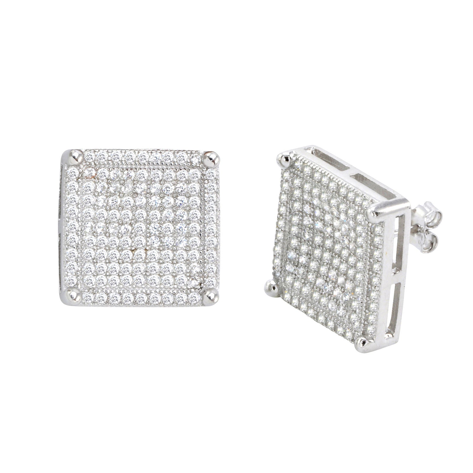 Big square 2025 diamond earrings