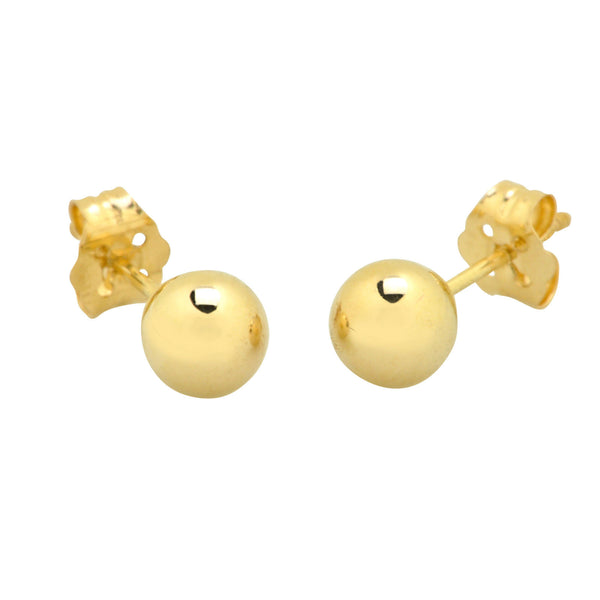 14K Yellow Gold Ball Stud Earrings with Pushbacks