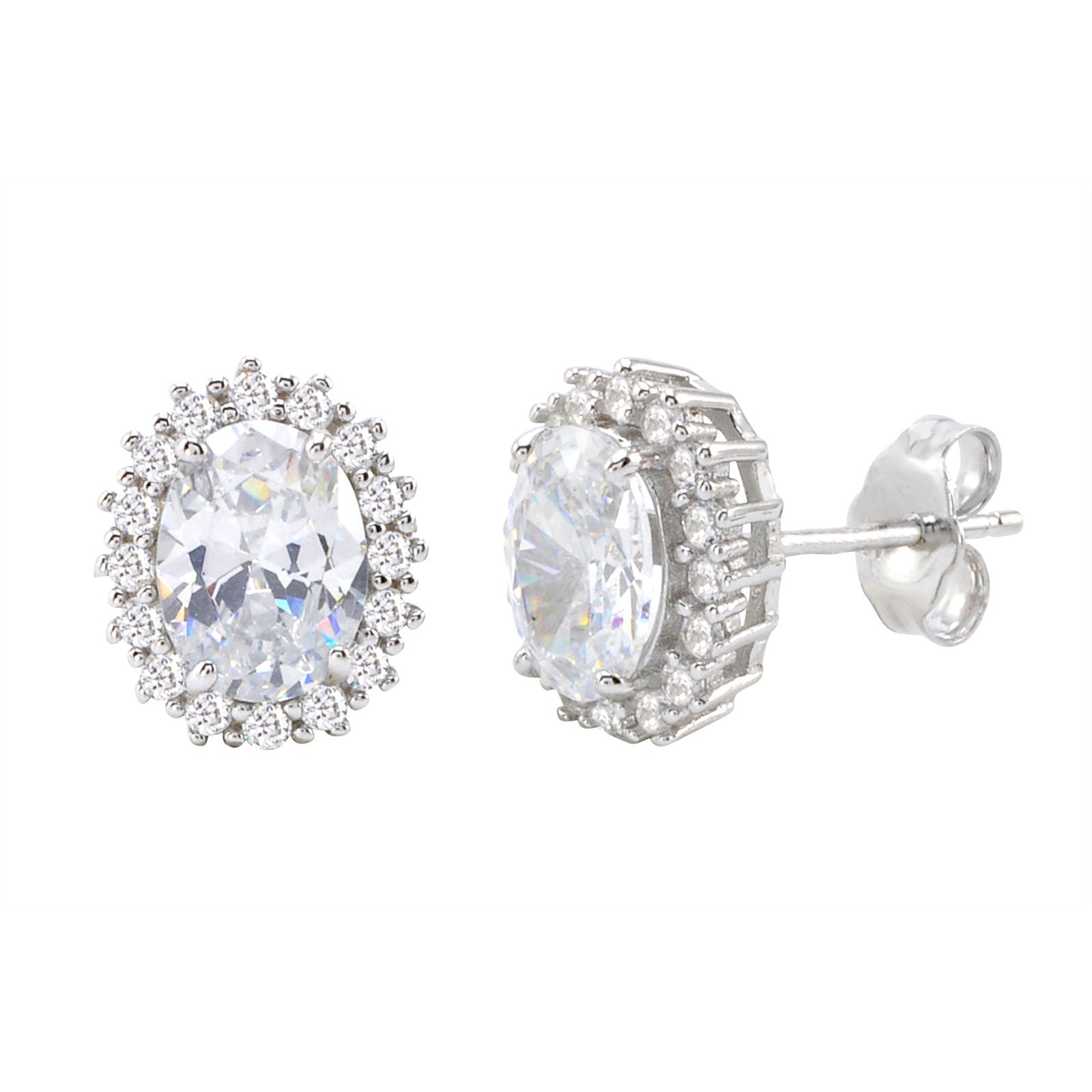 10mm Cubic Zirconia Stud Earrings in Sterling Silver