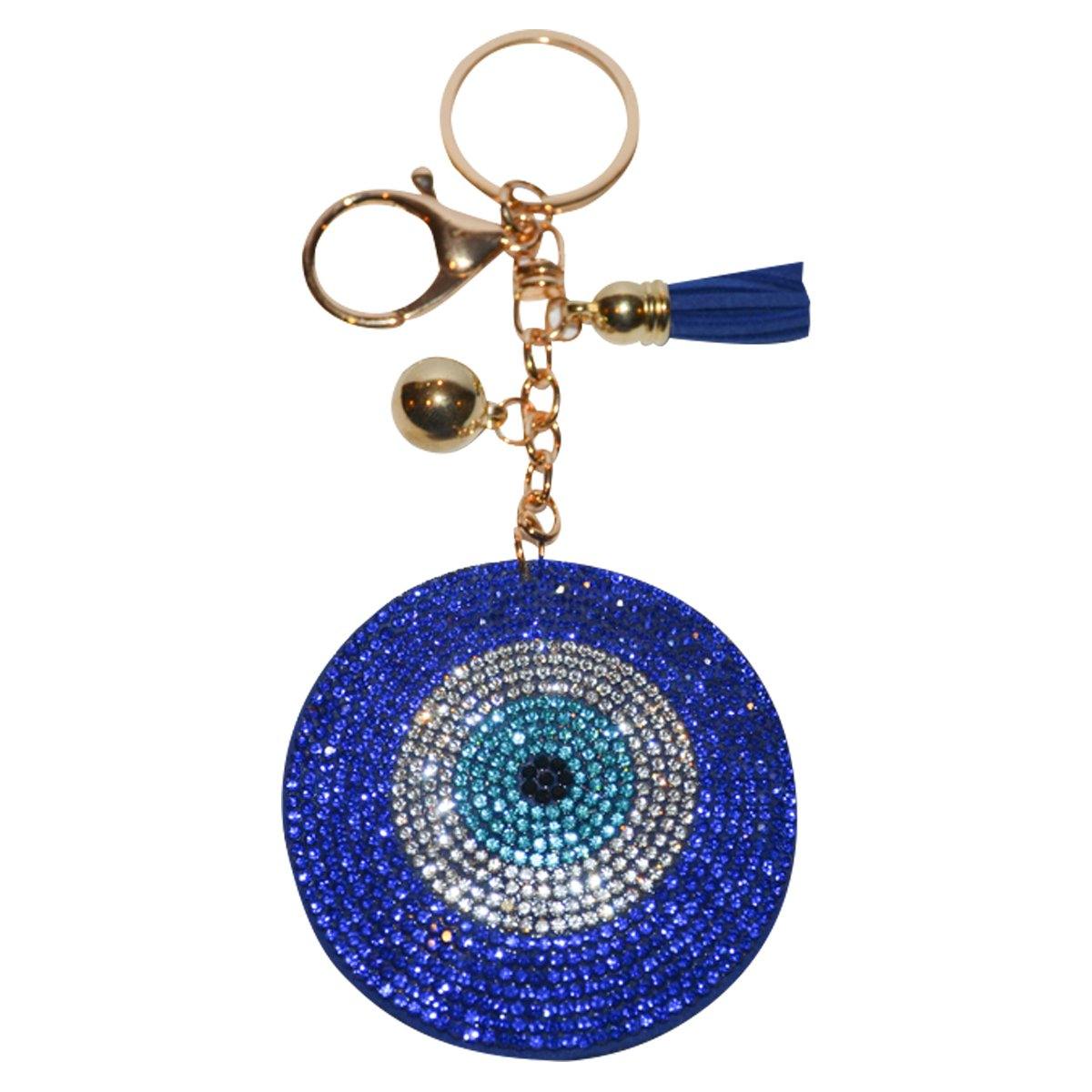Wrapables Crystal Bling Key Chain Keyring with Tassel Car Purse Handbag Pendant Pink Evil Eye