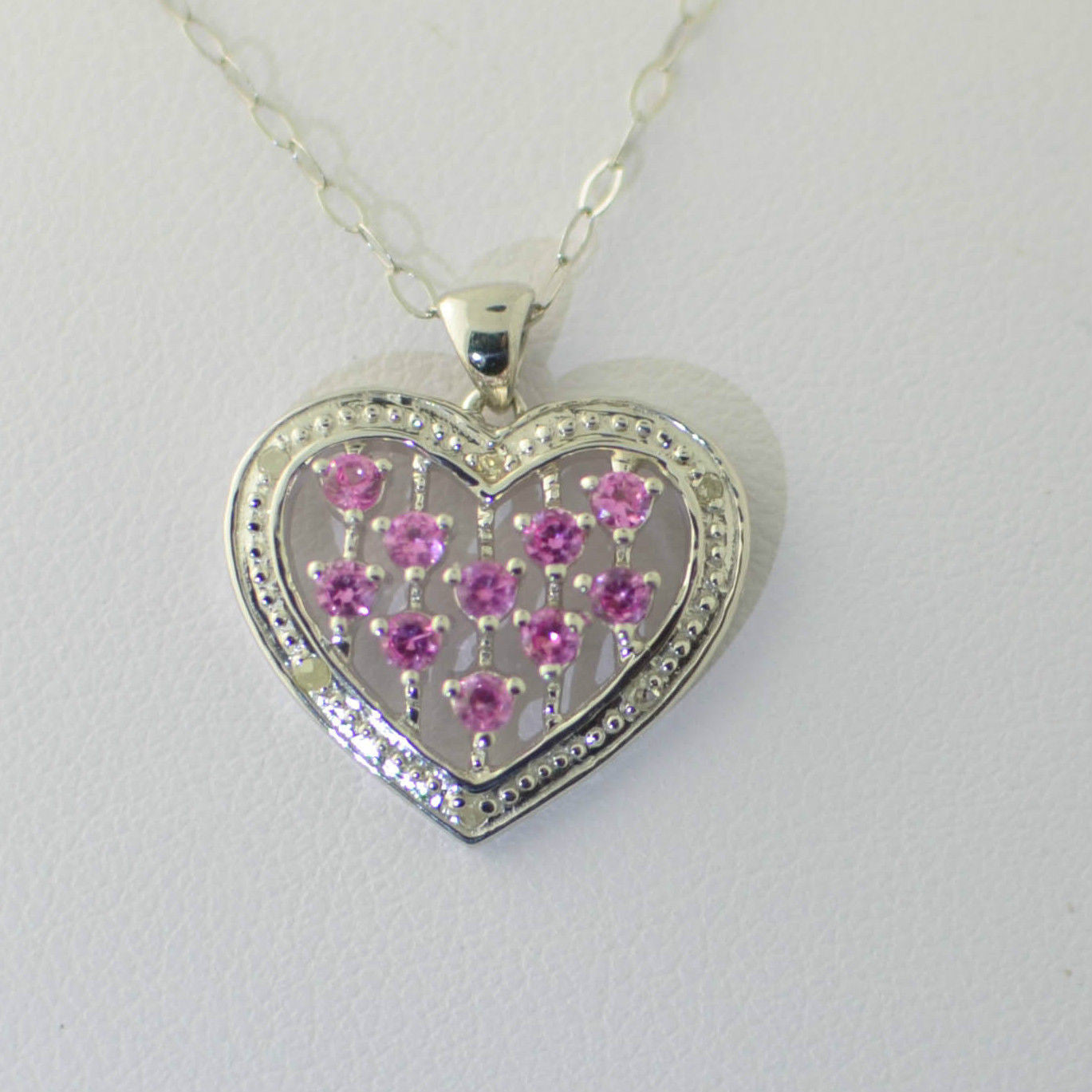 Pink Sapphire Heart Necklace 18KGP 925 Sterling Silver 