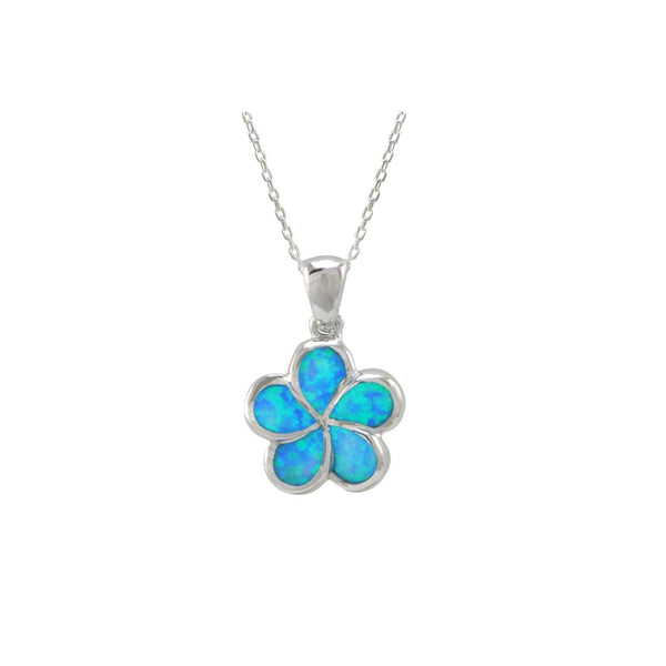 Opal Small Flower Necklace 925 Sterling Silver 18 Inch Chain - Jewelryland.com