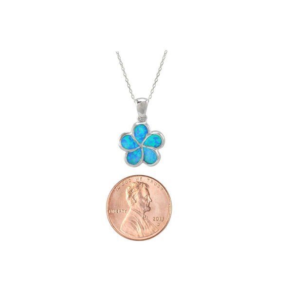 Opal Small Flower Necklace 925 Sterling Silver 18 Inch Chain - Jewelryland.com