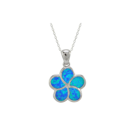 Opal Flower Necklace 925 Sterling Silver 18 Inch Chain - Jewelryland.com