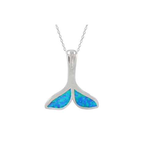 Opal Whale Tail Necklace 925 Sterling Silver 18 Inch Chain - Jewelryland.com