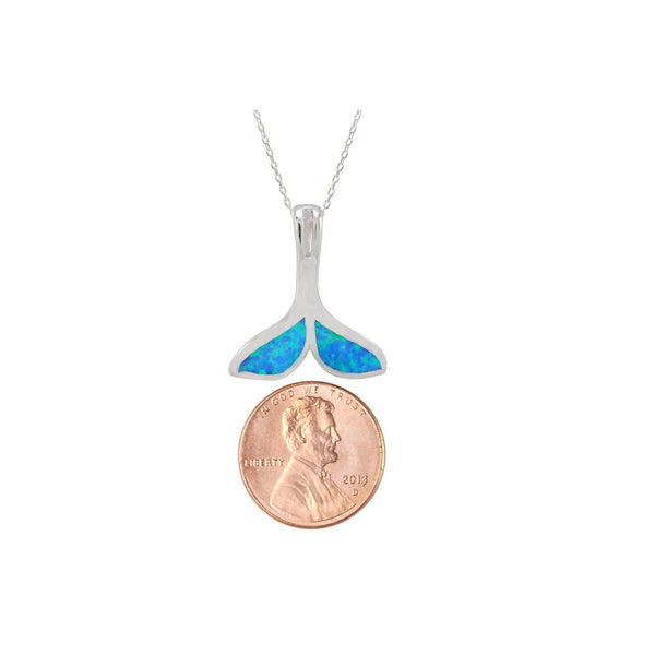 Opal Whale Tail Necklace 925 Sterling Silver 18 Inch Chain - Jewelryland.com