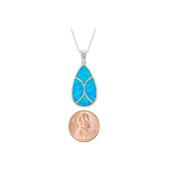 Opal Teardrop Pendant Necklace 925 Sterling Silver 18 Inch Chain - Jewelryland.com