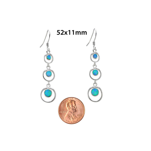 Opal Triple Open Circle Dangle Earrings 925 Sterling Silver 52mm x 11mm - Jewelryland.com