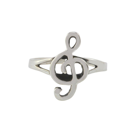 Sterling Silver Toe Ring Ornate Treble Clef Music Note Adjustable - Jewelryland.com