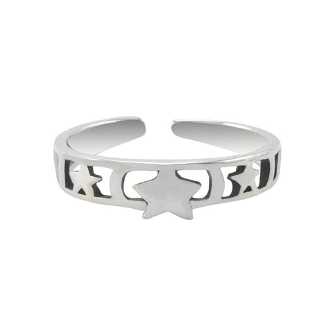 Sterling Silver Toe Ring Triple Star Adjustable - Jewelryland.com