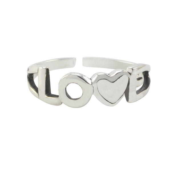 Sterling Silver Adjustable Toe Ring Heart Love Design - Jewelryland.com