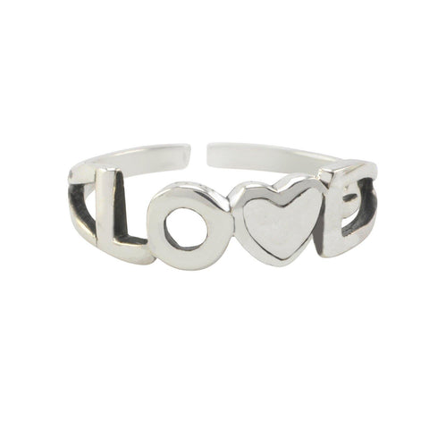 Sterling Silver Adjustable Toe Ring Heart Love Design - Jewelryland.com