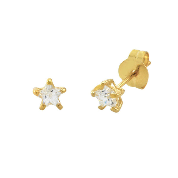 10k Yellow Gold Clear CZ Star Stud Earrings with Pushbacks 3mm-7mm - Jewelryland.com