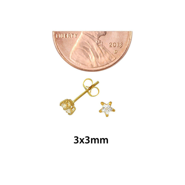 10k Yellow Gold Clear CZ Star Stud Earrings with Pushbacks 3mm-7mm - Jewelryland.com