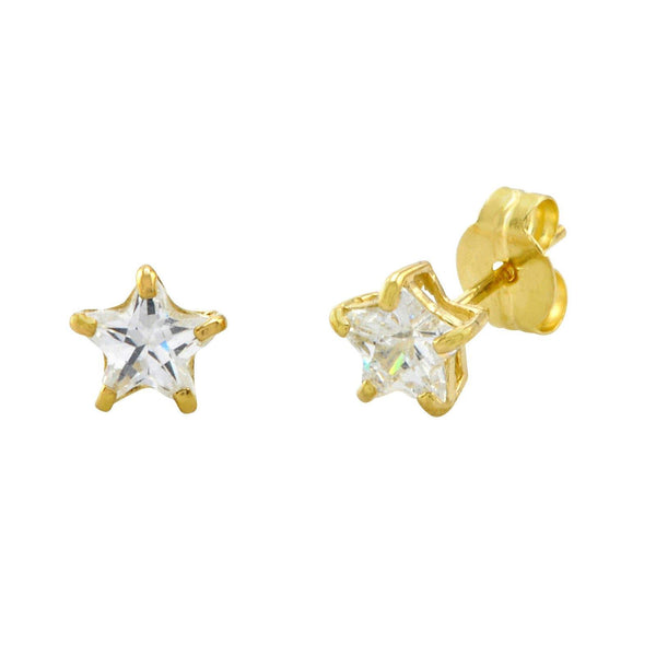 10k Yellow Gold Clear CZ Star Stud Earrings with Pushbacks 3mm-7mm - Jewelryland.com