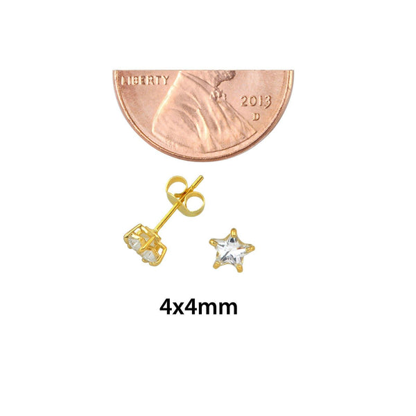 10k Yellow Gold Clear CZ Star Stud Earrings with Pushbacks 3mm-7mm - Jewelryland.com