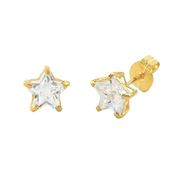 10k Yellow Gold Clear CZ Star Stud Earrings with Pushbacks 3mm-7mm - Jewelryland.com