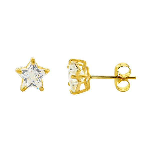 10k Yellow Gold Clear CZ Star Stud Earrings with Pushbacks 3mm-7mm - Jewelryland.com