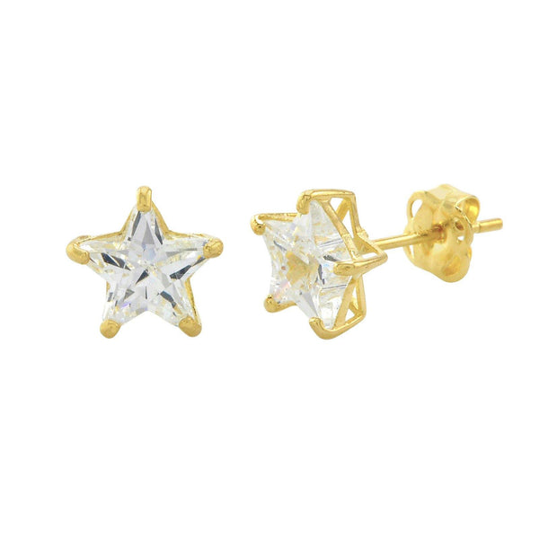 10k Yellow Gold Clear CZ Star Stud Earrings with Pushbacks 3mm-7mm - Jewelryland.com