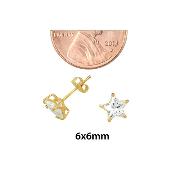 10k Yellow Gold Clear CZ Star Stud Earrings with Pushbacks 3mm-7mm - Jewelryland.com