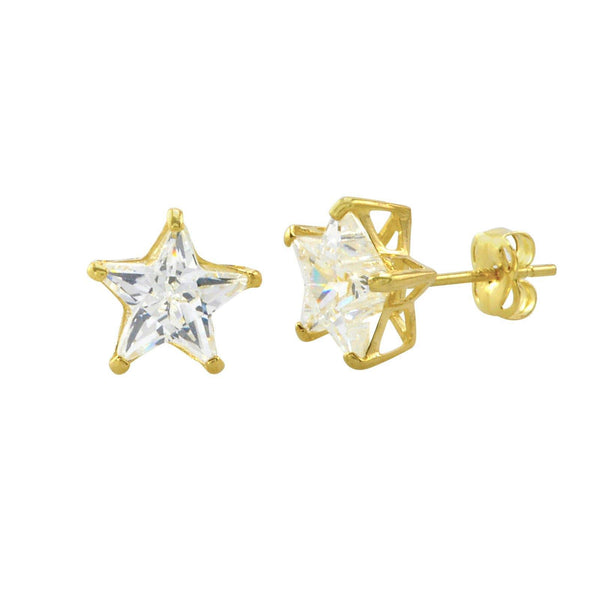 10k Yellow Gold Clear CZ Star Stud Earrings with Pushbacks 3mm-7mm - Jewelryland.com