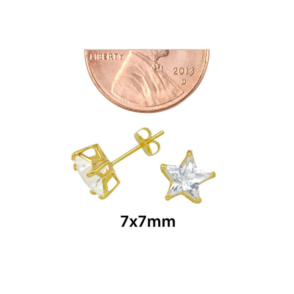 10k Yellow Gold Clear CZ Star Stud Earrings with Pushbacks 3mm-7mm - Jewelryland.com