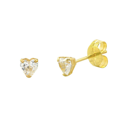 10k Yellow Gold Clear CZ Heart Stud Earrings with Pushbacks 3mm-8mm - Jewelryland.com