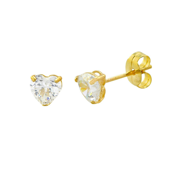 10k Yellow Gold Clear CZ Heart Stud Earrings with Pushbacks 3mm-8mm - Jewelryland.com