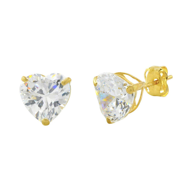 10k Yellow Gold Clear CZ Heart Stud Earrings with Pushbacks 3mm-8mm - Jewelryland.com