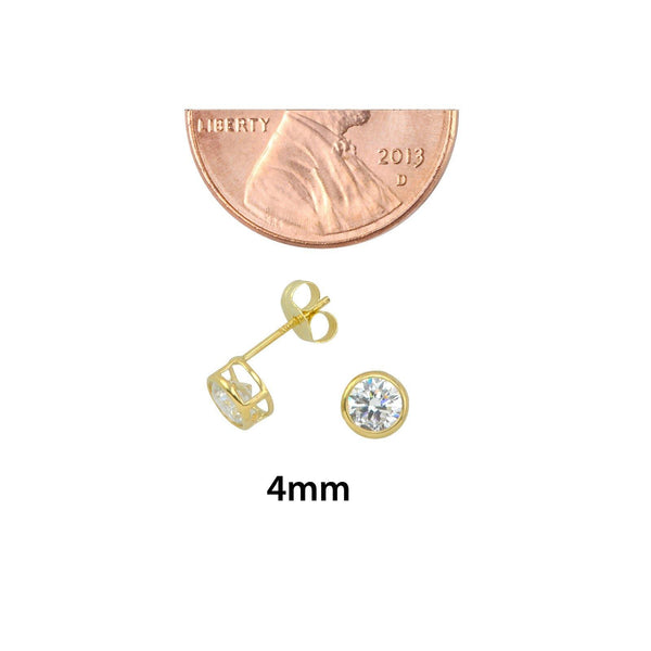 10k Yellow Gold Clear CZ Stud Earrings Round Bezel Set Top Attached Post - Jewelryland.com