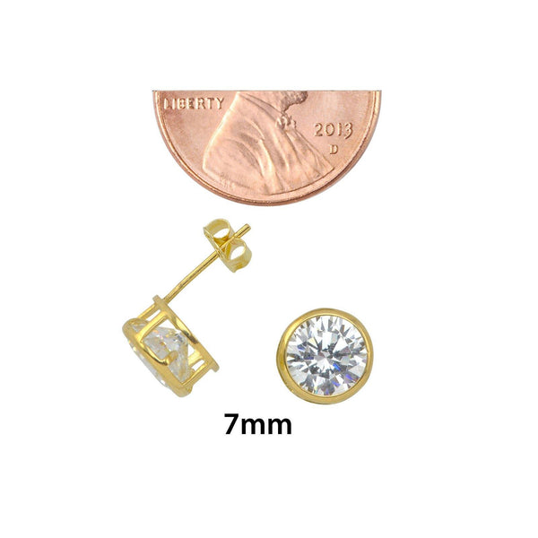 10k Yellow Gold Clear CZ Stud Earrings Round Bezel Set Top Attached Post - Jewelryland.com