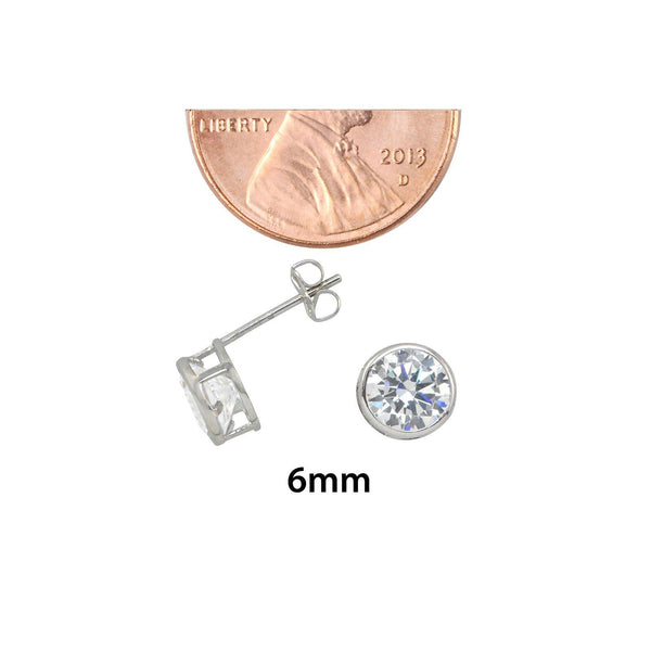 10k White Gold Clear CZ Stud Earrings Round Bezel Set Top Attached Post - Jewelryland.com