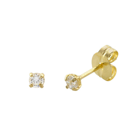 10k Yellow Gold Round Clear Cubic Zirconia CZ Stud Earrings Basket Setting - Jewelryland.com