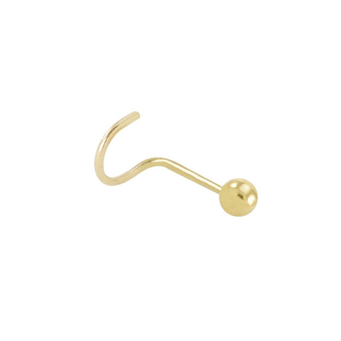 14k Yellow Gold 2 mm Ball Curved Nose Stud Nostril Screw 20g - Jewelryland.com