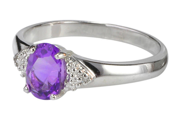 925 Sterling Silver .67ct Amethyst & Diamond Cocktail Ring - Jewelryland.com