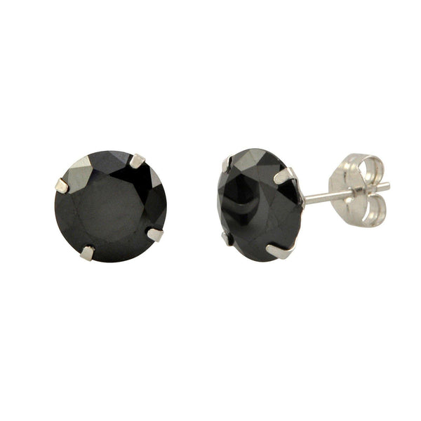 14k White Gold Black Cubic Zirconia Stud Earrings Round CZ - Jewelryland.com