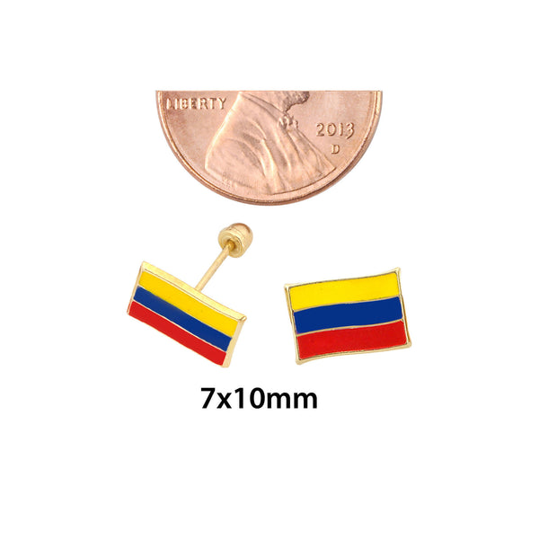 10k Yellow Gold Columbia Flag Earrings with Screwbacks - Jewelryland.com