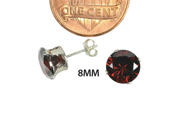 Sterling Silver Garnet Red CZ Birthstone Stud Earrings - Jewelryland.com