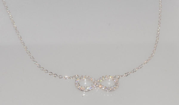 Infinity Necklace .925 Sterling Silver Clear Cubic Zirconia, 16.5 inches - Jewelryland.com