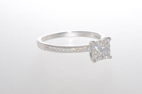 Sterling Silver Wedding Ring Micro Pave Cubic Zirconia Stones with Accent Stones - Jewelryland.com