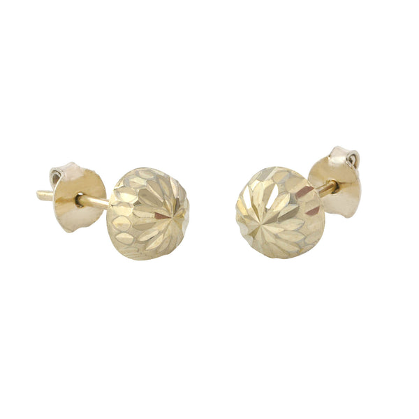 10k White Gold Half Ball Stud Earrings High Polish Laser Cut 4mm-7mm - Jewelryland.com