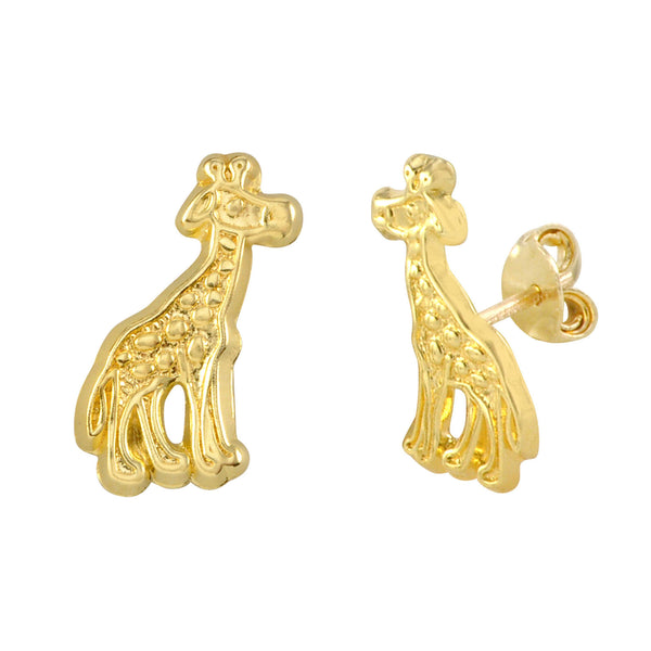Giraffe Stud Earrings 10k Yellow Gold with Pushbacks 13x7 - Jewelryland.com