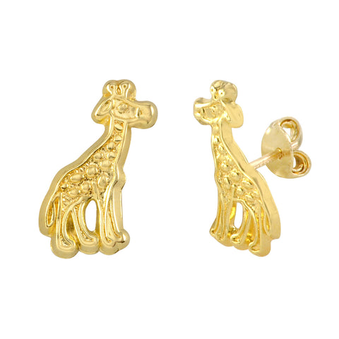 Giraffe Stud Earrings 10k Yellow Gold with Pushbacks 13x7 - Jewelryland.com
