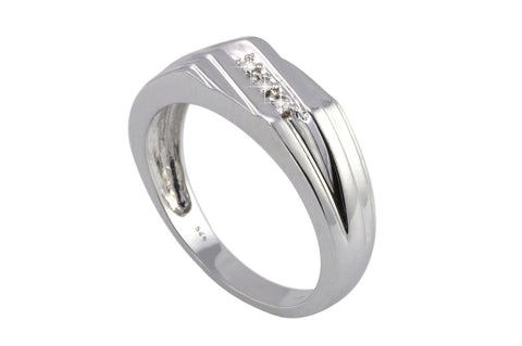 .925 Sterling Silver Mens .04ct Diamond Ring Size 11 - High Polish - Jewelryland.com
