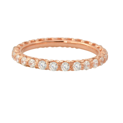 Sterling Silver Cubic Zirconia Ring Stackable Rose Gold Plated - 2.5mm Wide - Jewelryland.com
