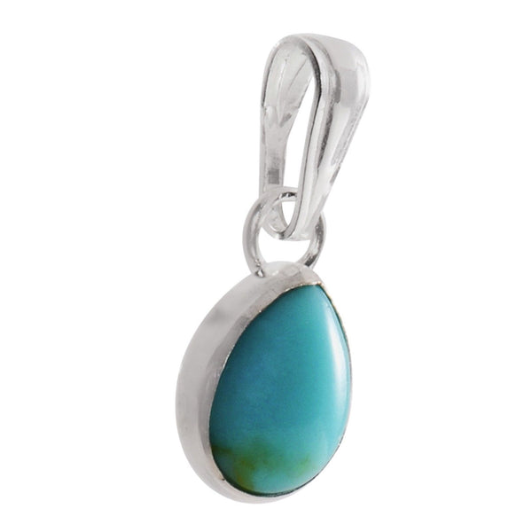 Turquoise Pendant Sterling Silver Gemstone Pear Shape 7mm x 9mm - Jewelryland.com
