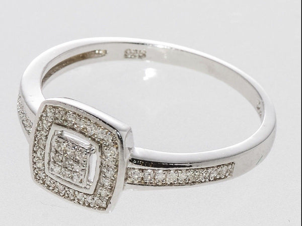 .925 Sterling Silver Square Diamond Ring - .20TCW, Size 7.25 - Jewelryland.com