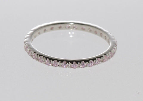 Pink CZ Eternity Band Ring Cubic Zirconia Stackable Sizes 4 5 6 7 8 9 10 - Jewelryland.com