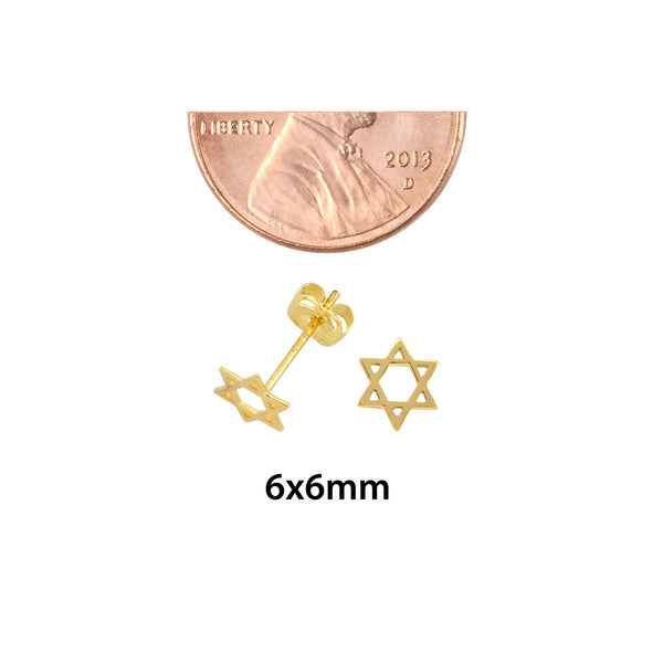 10k Yellow Gold Petite Jewish Star Stud Earrings 6mm x 6mm - Jewelryland.com