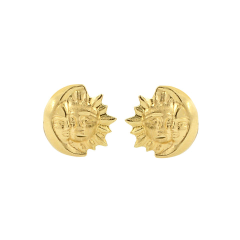 10k Yellow Gold Sun Moon Eclipse Stud Earrings with Screwbacks - Jewelryland.com